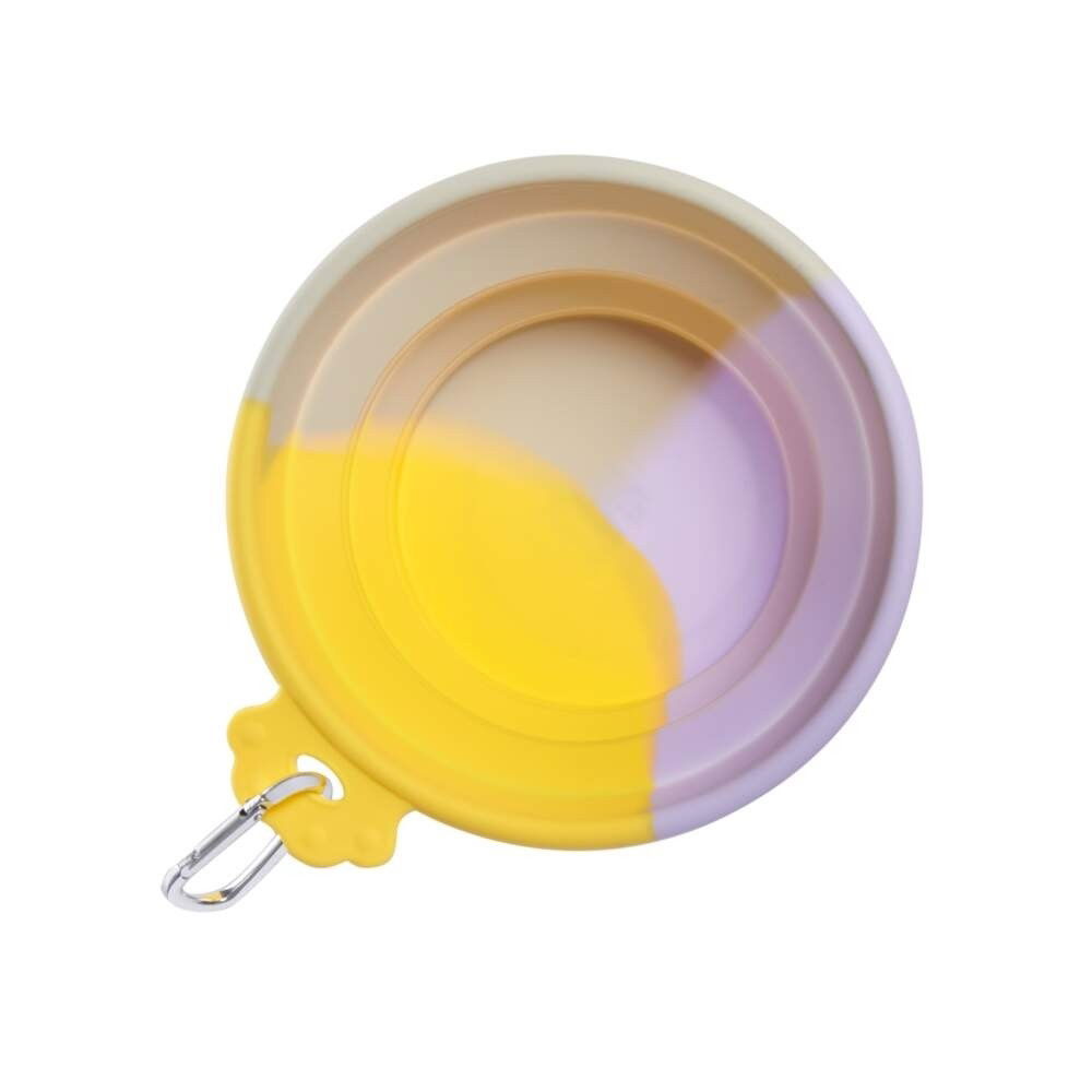 Little&Bigger Voyage collapsible silicone travel bowl lilac-yellow-beige L