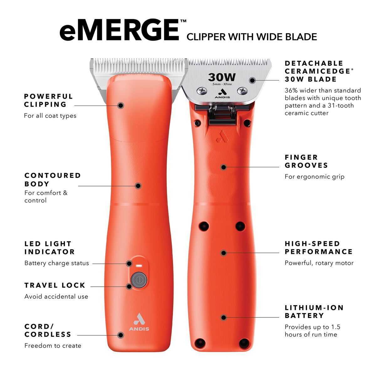 Andis eMERGE Wide clipper orange