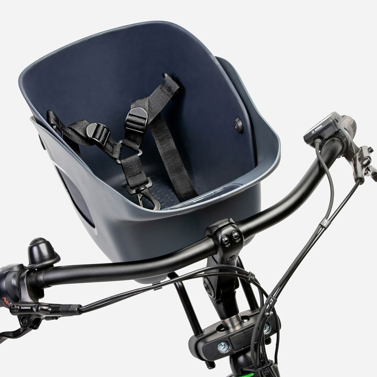 Kvisp bicycle basket with travel harness midnight grey