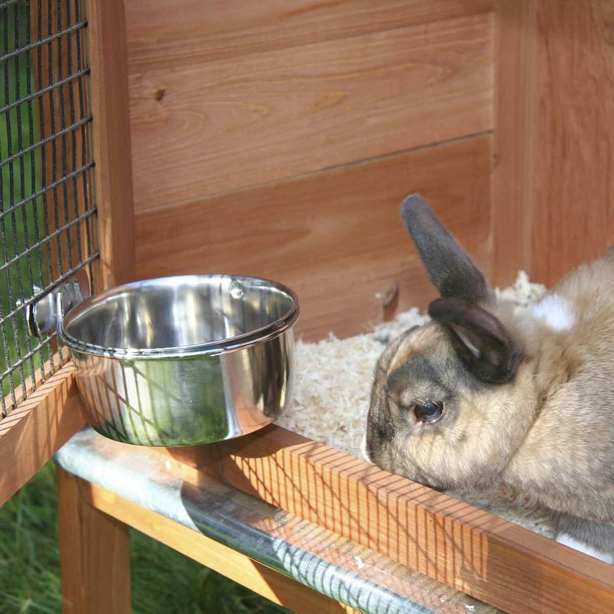 Matskål i rustfritt stål med holder