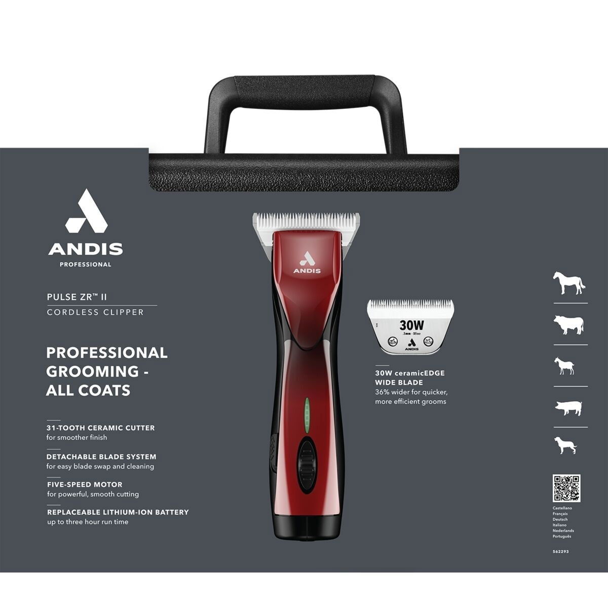 Andis Pulse ZR II Wide clipper red
