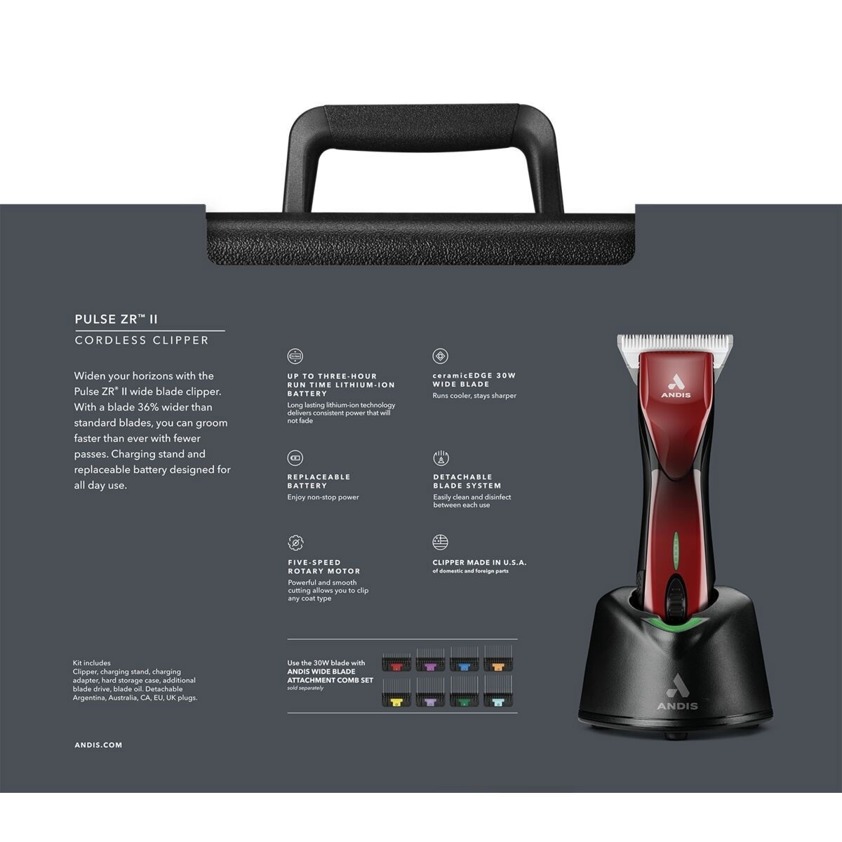 Andis Pulse ZR II Wide clipper red