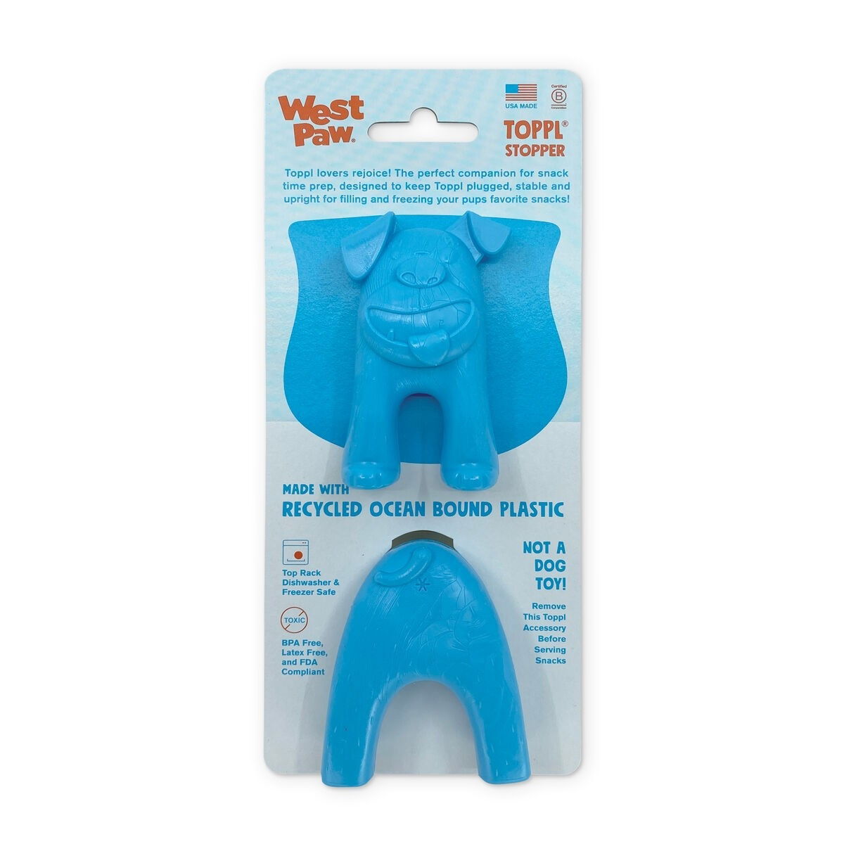 West Paw Toppl Stopper aqua blue