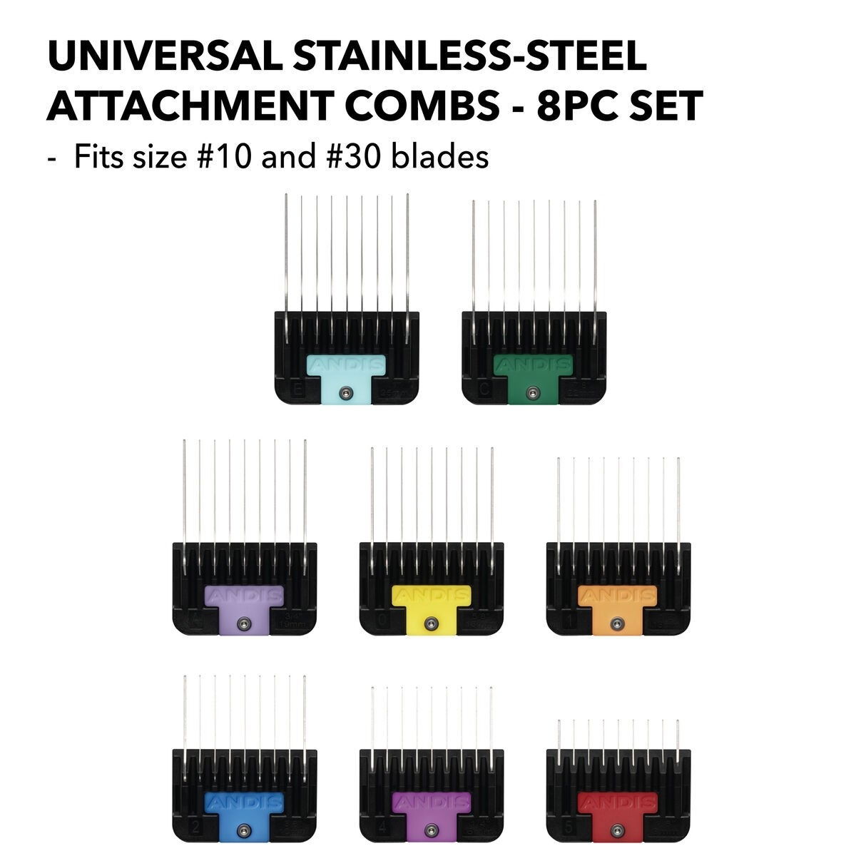 Andis Attachment Comb set stainless steel 8 pcs