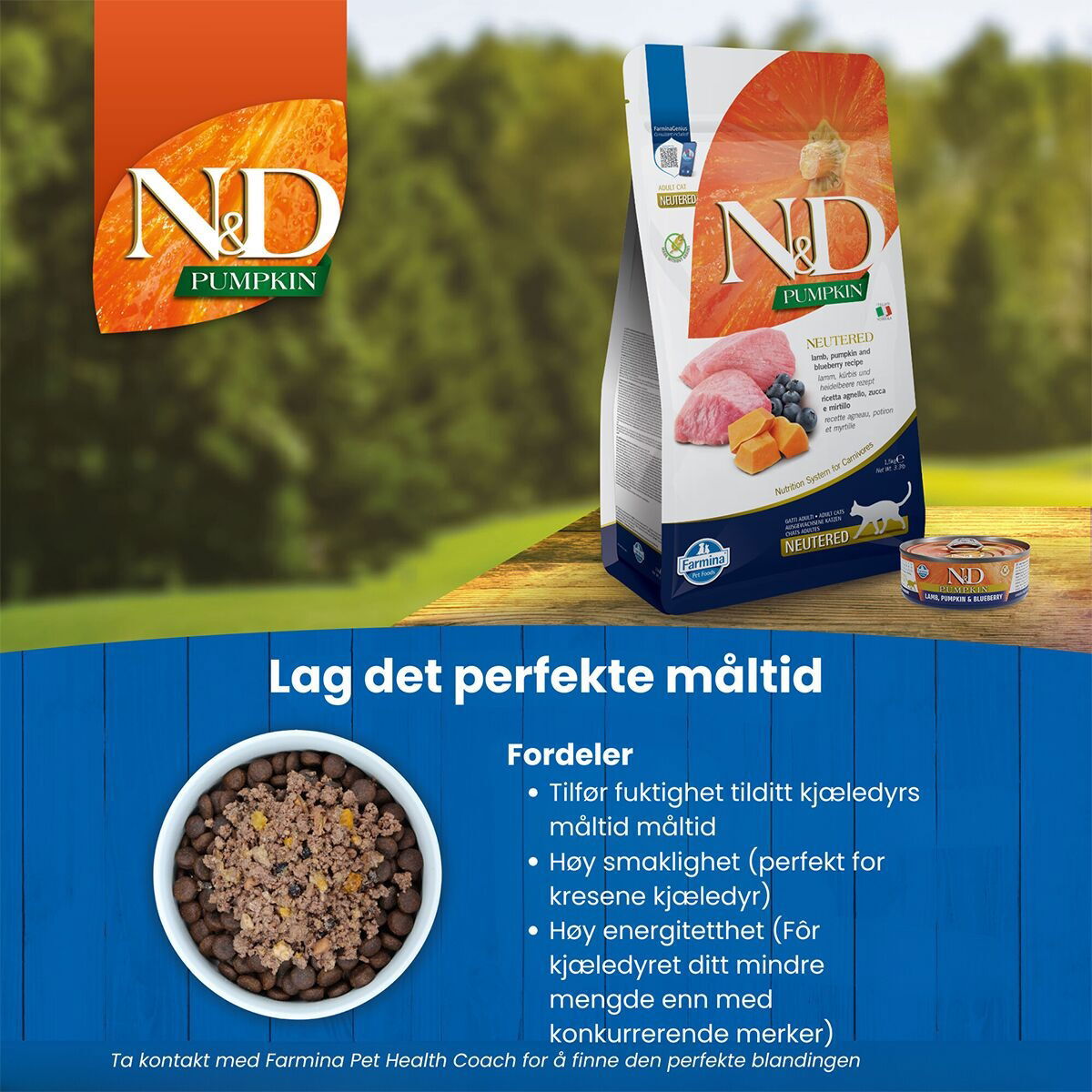 N&D Pumpkin Cat Lamb&Blue Neutered 5kg