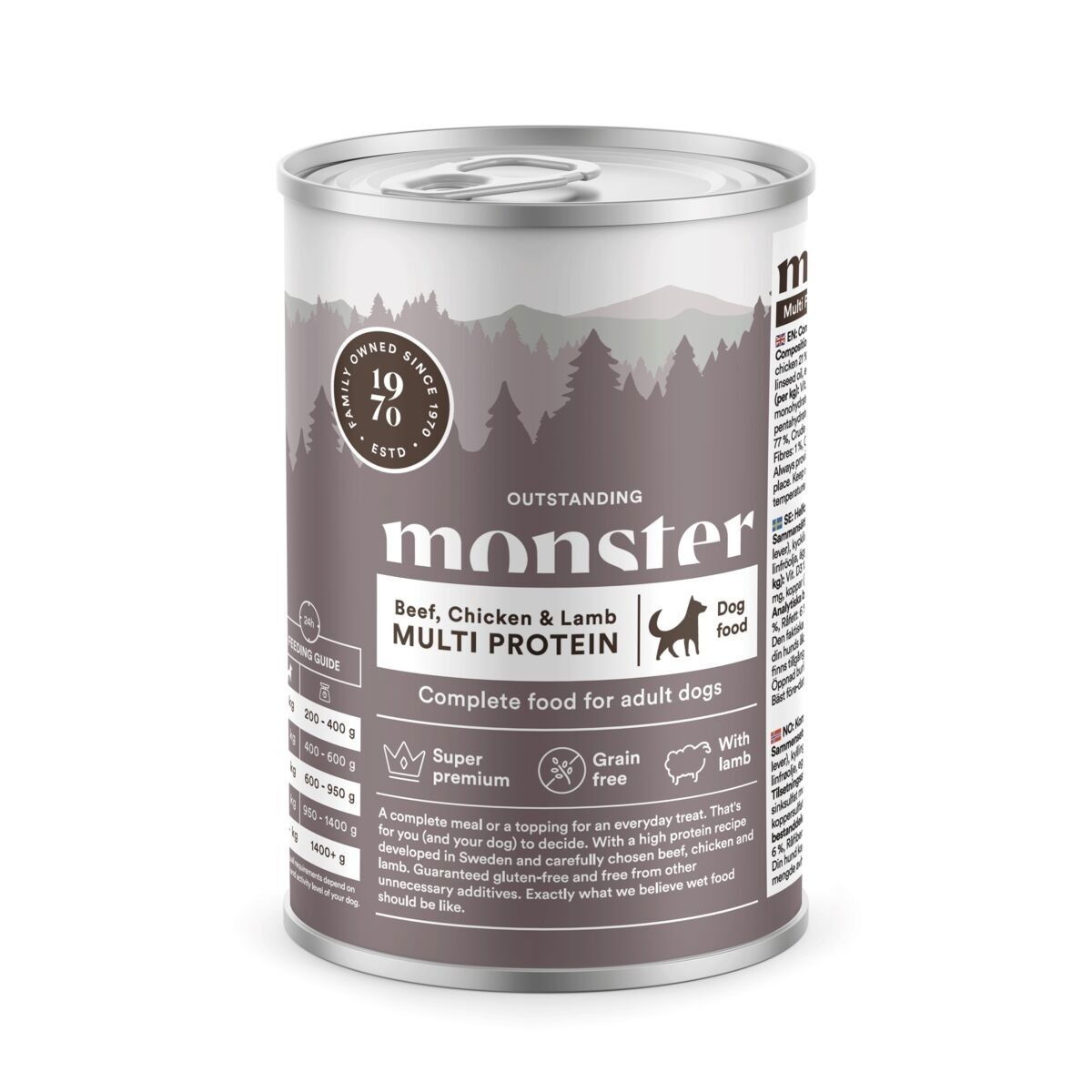 Monster Dog Multi Protein Biff/ Kylling/ Lam Burk 400g 