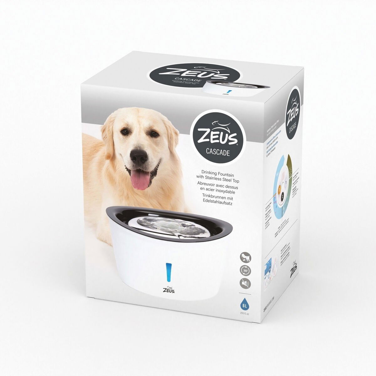 Zeus Cascade dog drinking fountain stainless steel 6 l