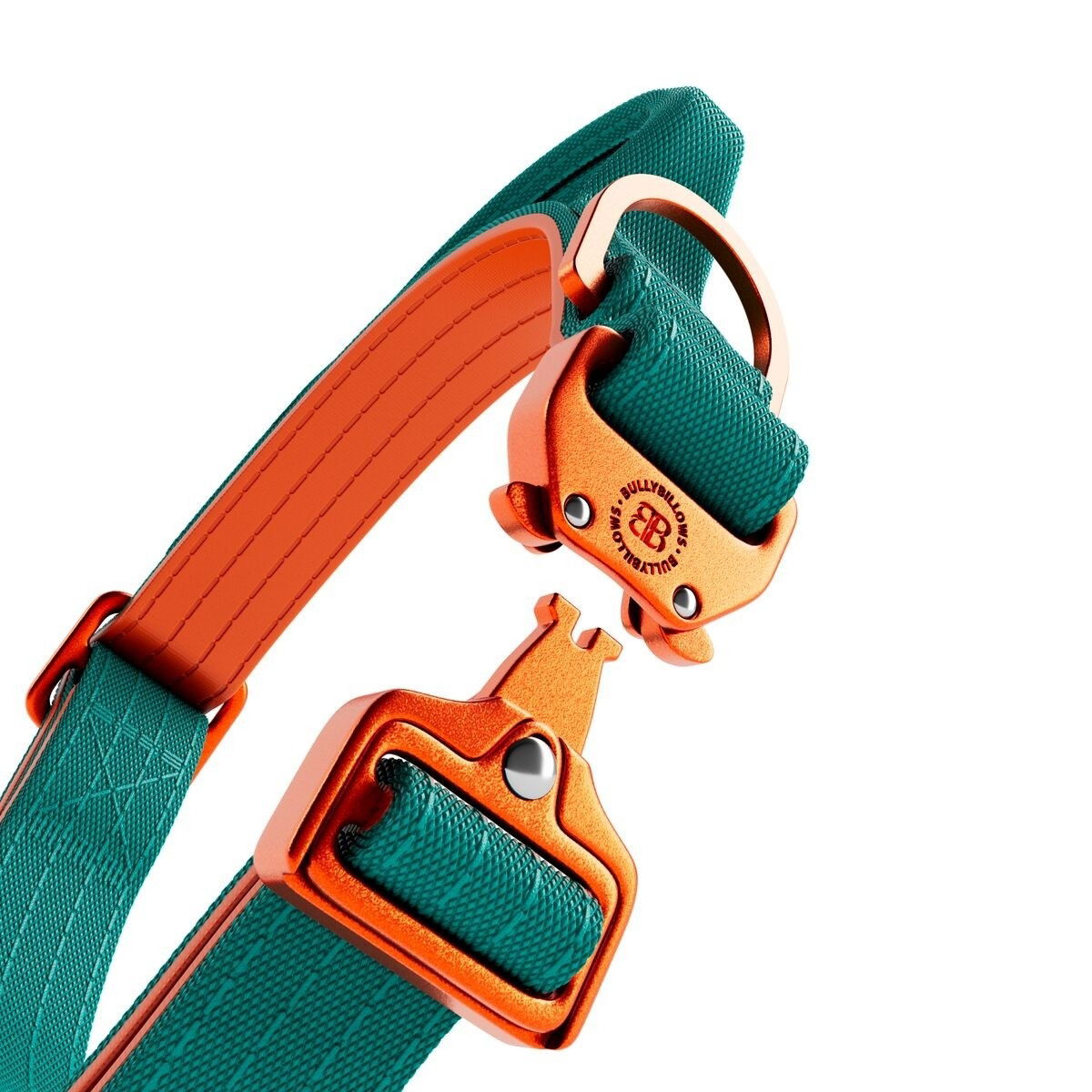 BullyBillows Combat Collar With Handle Turquoise & Orange 2,5cm