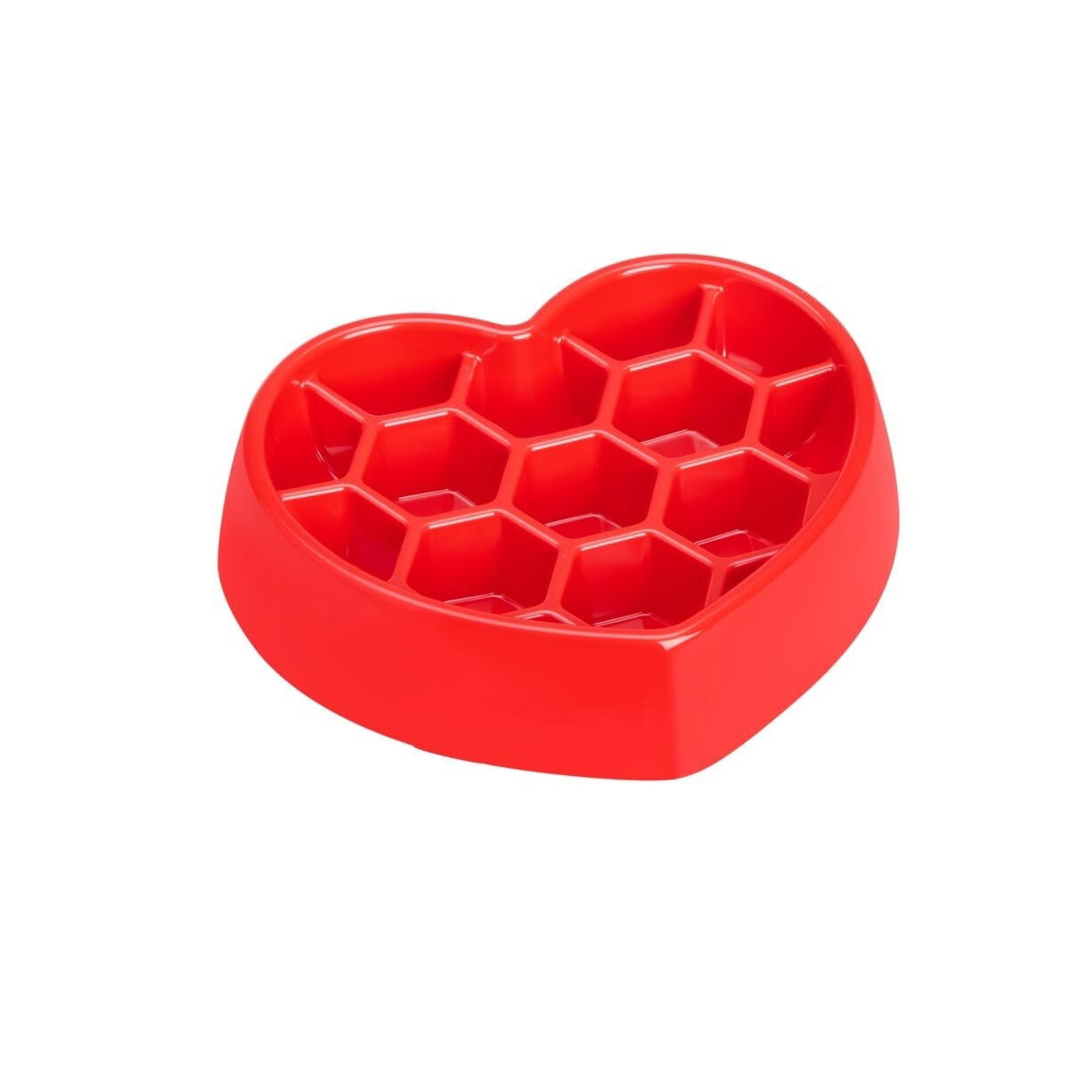 Little&Bigger XOXO melamine slow feed bowl heart red