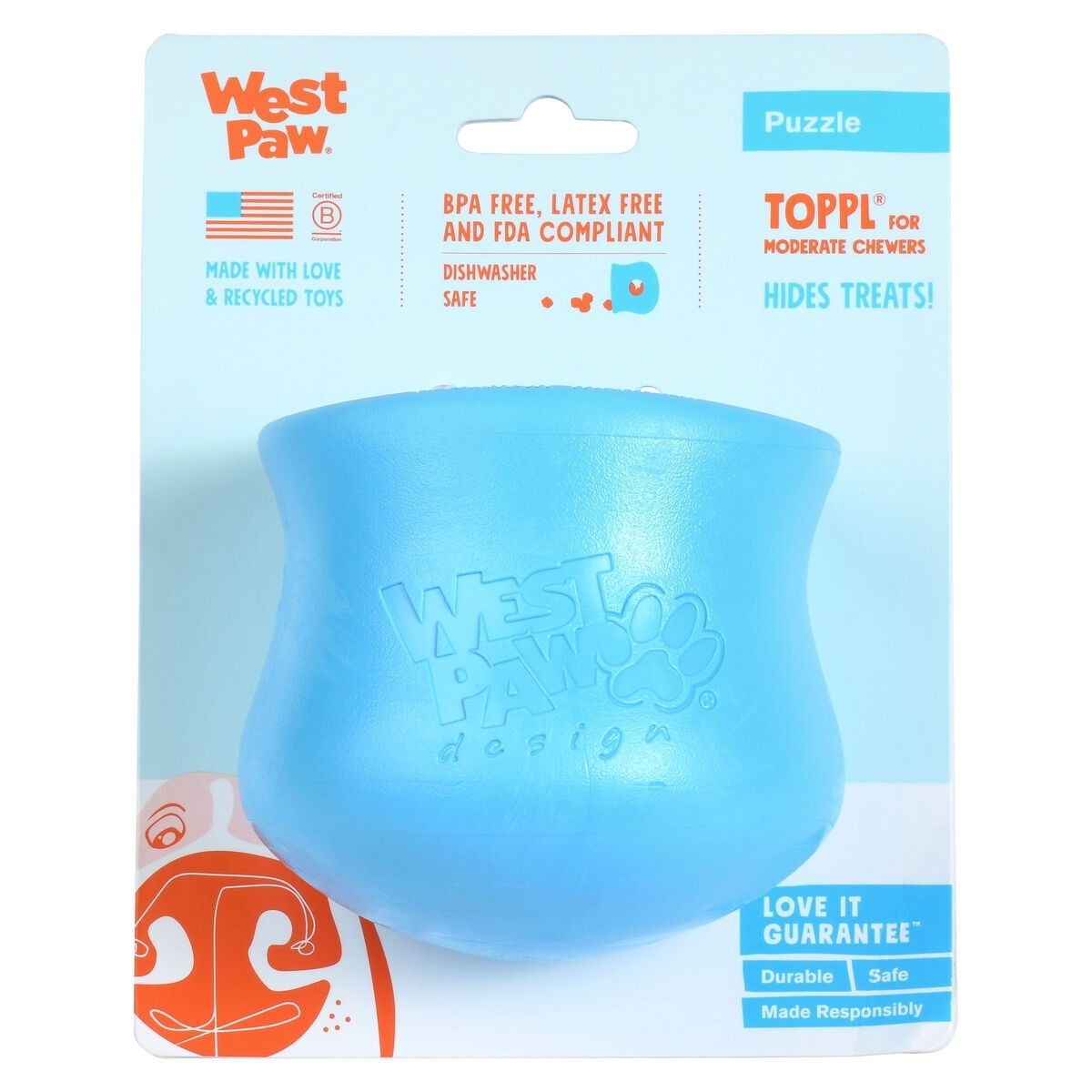 West Paw Toppl aqua blue