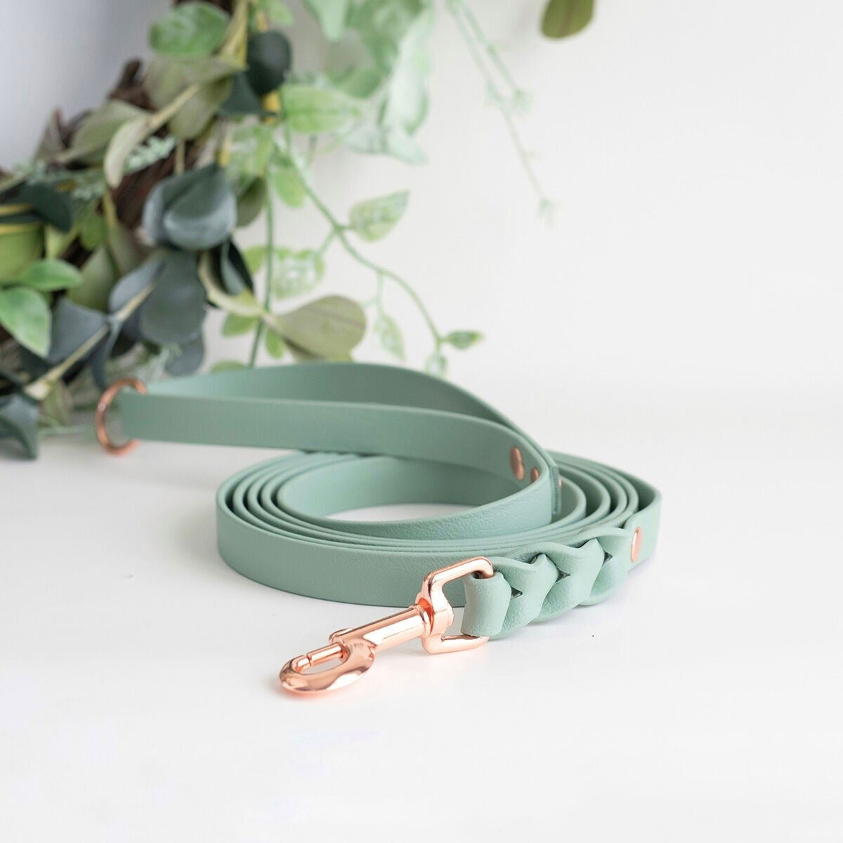 Tyylivoitto Braid leash, sage/rosegold