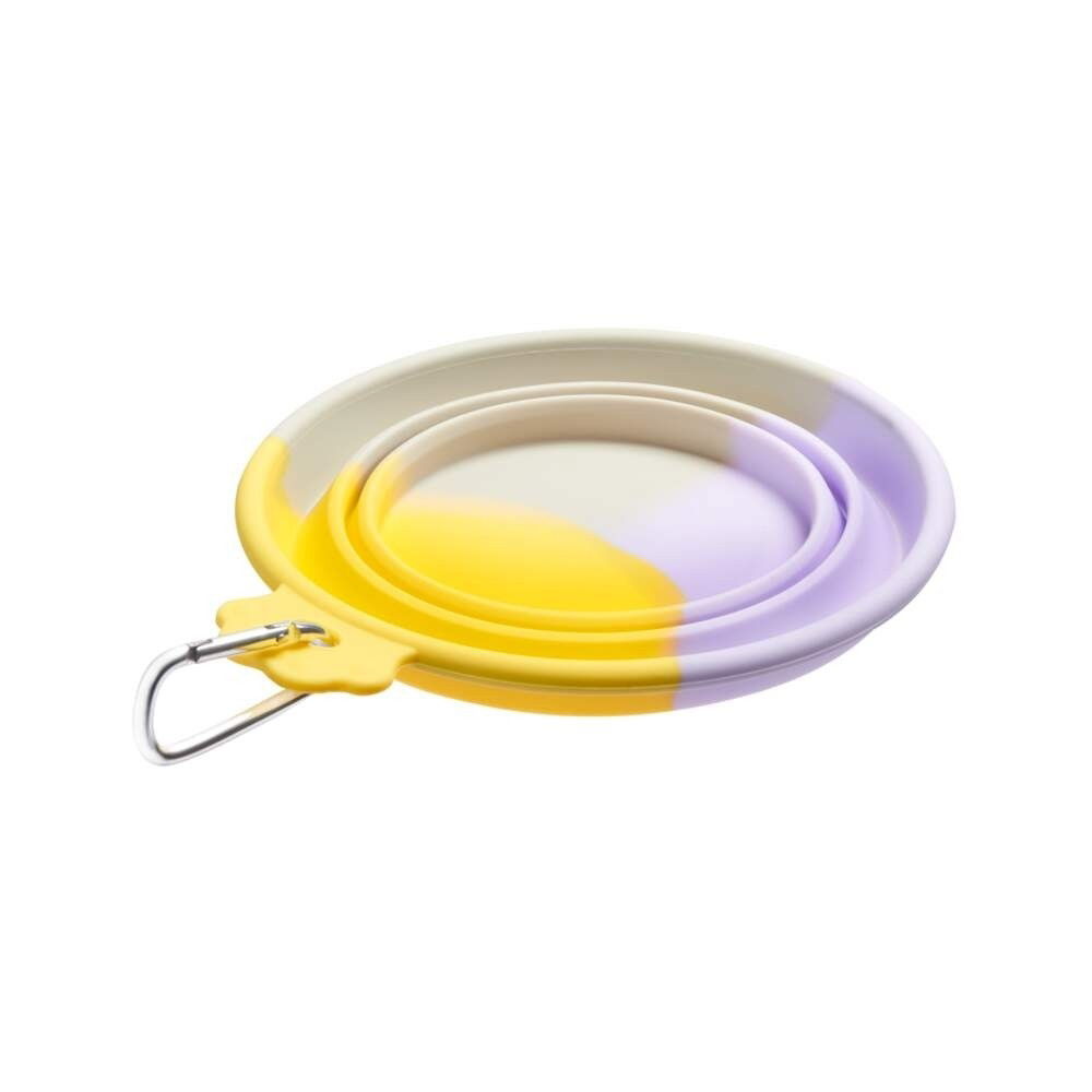 Little&Bigger Voyage collapsible silicone travel bowl lilac-yellow-beige L