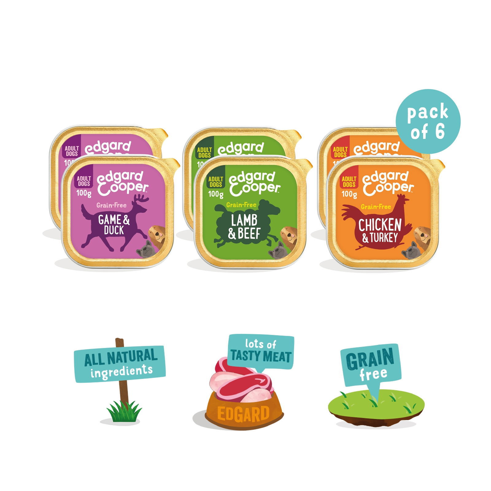 Edgard & Cooper Dog Multipac 6x100g